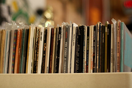 lote de livros variados, música, rock & roll, vinil, capas de álbuns, HD papel de parede HD wallpaper