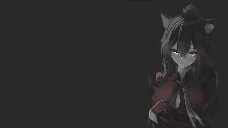 monochrome, selective coloring, anime girls, Texas (Arknights), HD wallpaper