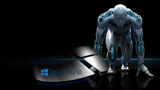 1366x768 px Androids Microsoft Windows robot Windows 10 Space Galaxies HD Art , Robot, androids, Microsoft Windows, Windows 10, 1366x768 px, HD wallpaper HD wallpaper