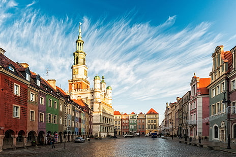 gökyüzü, bina, ev, alan, Polonya, Poznan, Eski kasaba, Poznań Belediye Binası, Eski Pazar Meydanı, Eski pazar meydanı, Poznan belediye binası, HD masaüstü duvar kağıdı HD wallpaper