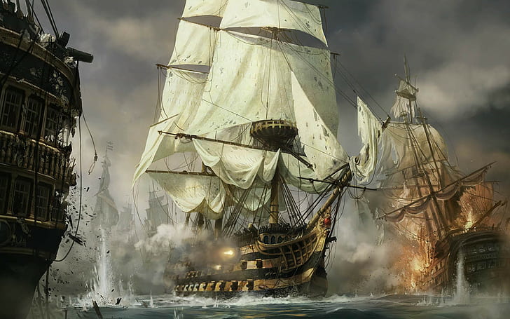 오래 된 배, 작품, 비디오 게임, 바다, 배, 제국 : 총 전쟁, HD 배경 화면