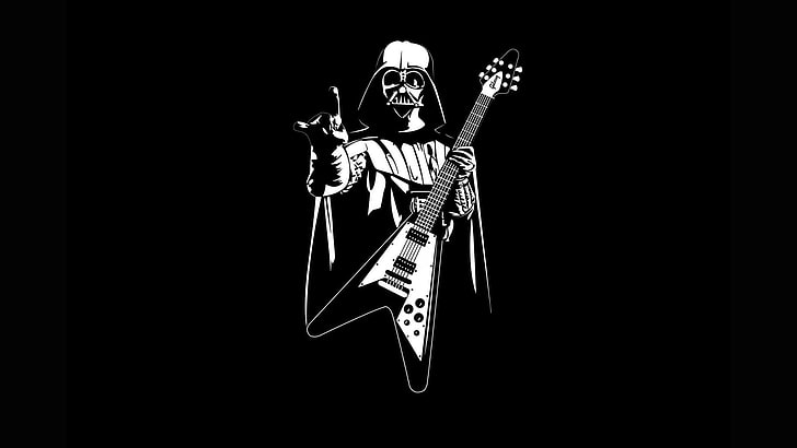 Ilustracja Dartha Vadera, Gwiezdne Wojny, gitara, Heavy Metal, Perły, Tapety HD