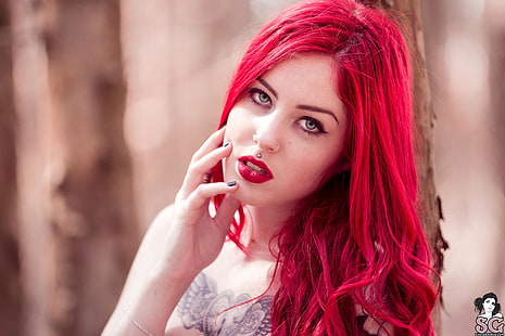 татуировка, червенокоса, момичета-самоубийци, модел, самоубийство Брунабрус, HD тапет HD wallpaper