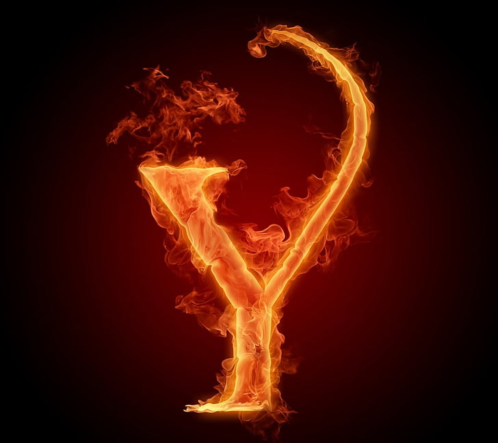 letter y with flame photo, fire, letter, HD wallpaper