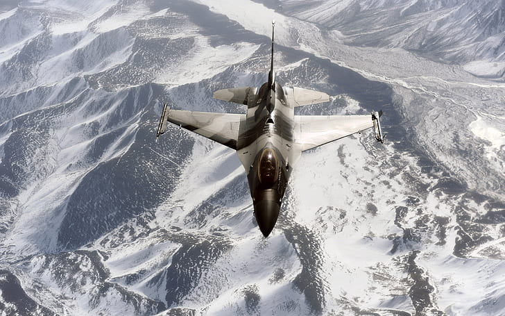 F 16 Aggressor Over the Joint Pacific Alaskan Range HD, grå och svart stridsflygplan, the, plan, f, range, pacific, 16, over, joint, aggressor, alaskan, HD tapet