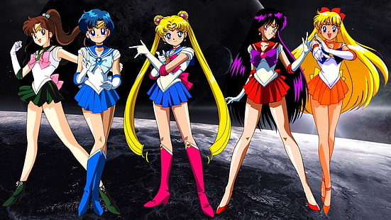 sailor moon sailor venus sailor mars sailor mercury sailor jupiter anime manga anime girls sailor sc Anime Sailor Moon HD Art, Sailor Moon, Sailor Venus, Sfondo HD HD wallpaper
