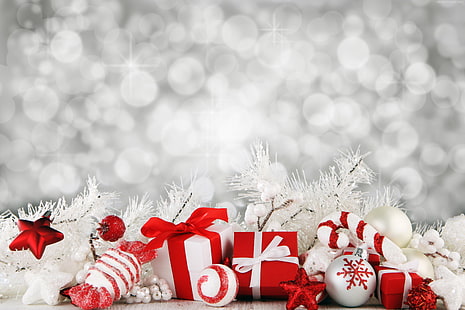 gist, decorations, box, New Year, star, Christmas, white, HD wallpaper HD wallpaper