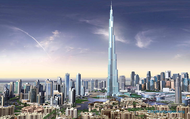 3D визуализации, Бурдж Халифа, здания, Дубай, 3D, Визуализации, Бурдж, Халифа, Здания, Дубай, HD обои