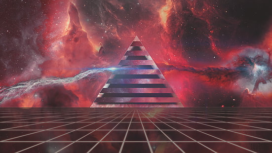 Music, Neon, Space, Pyramid, Background, Triangle, Pink Floyd, Art, The Dark Side of the Moon, HD wallpaper HD wallpaper