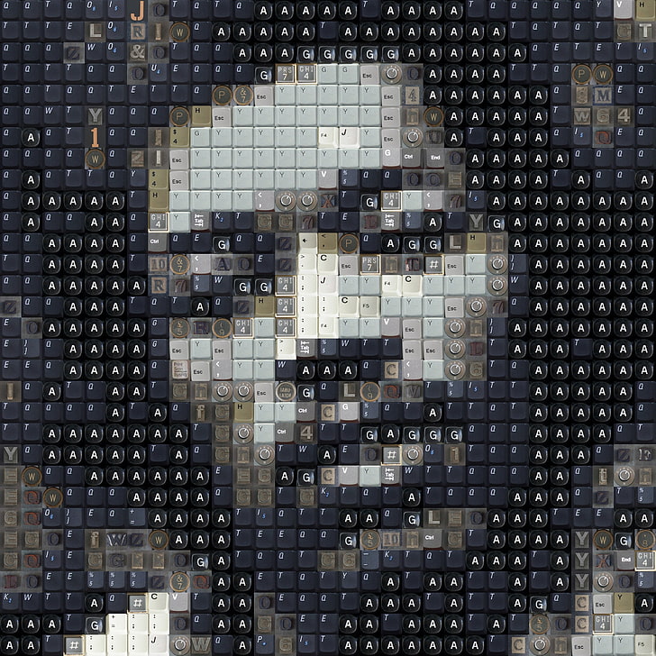 Jimi Hendrix keyboard themed photo, artwork, mosaic, men, face, musician, Jimi Hendrix, singer, electric guitar, keyboards, text, numbers, portrait, blues rock, HD wallpaper
