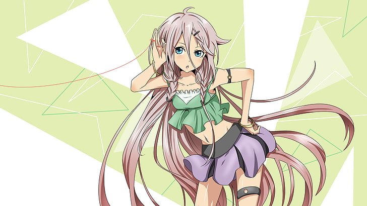 beige lange Haare weibliche Anime Charakter Illustration, Vocaloid, IA (Vocaloid), Anime Mädchen, Anime, Dreieck, Minirock, lange Haare, HD-Hintergrundbild
