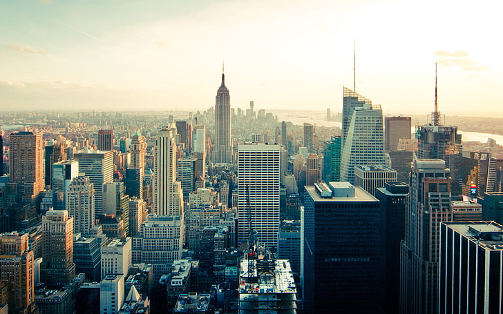 مبنى إمباير ستيت ، سيتي سكيب ، مدينة نيويورك ، مبنى إمباير ستيت ، الولايات المتحدة الأمريكية، خلفية HD