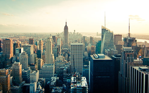 Емпайър стейт билдинг, градски пейзаж, Ню Йорк, Емпайър Стейт Билдинг, САЩ, HD тапет HD wallpaper