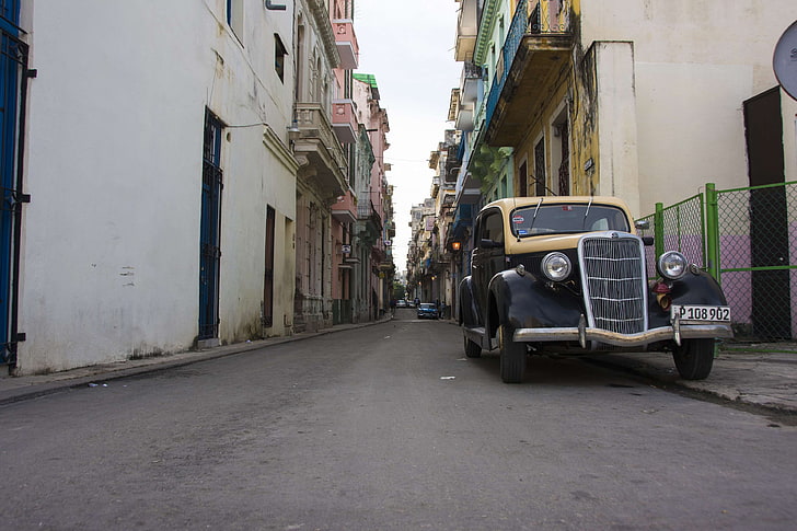 città, sfida di città, auto classica, classica, Cuba, strada, strade, vintage, Sfondo HD