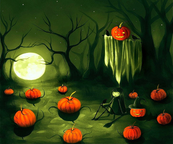 Spooky Pumpkins, horror, weird-things-people-wear, lamps, creative-pre--made, halloween, drawings, halloween-pump, ghost-hal, HD wallpaper