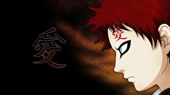 Naruto Gaara des Sandes digitale Tapete, Naruto Shippuuden, Gaara, Tätowierung, Rothaarige, Kanji, Anime, HD-Hintergrundbild HD wallpaper