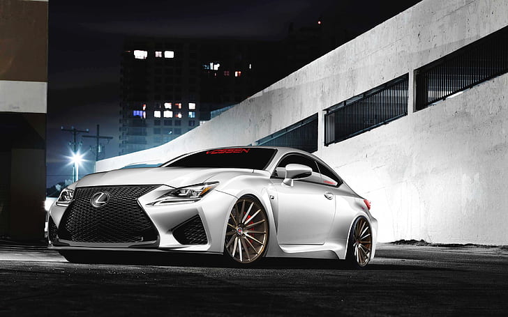 Lexus RC F white car front view, gray coupe, Lexus, White, Car, Front, View, HD wallpaper