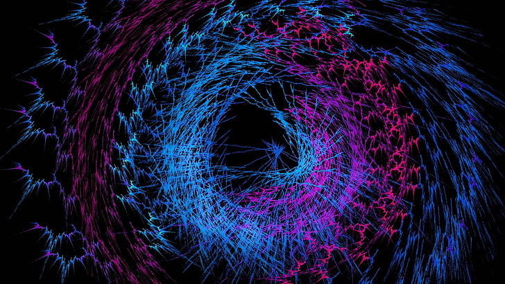 symmetry, awesome, 3d, digital art, graphics, pattern, vortex, sky, space, circle, retro, neon lighting, special effects, darkness, light, violet, fractal art, purple, swirl, neon, HD wallpaper