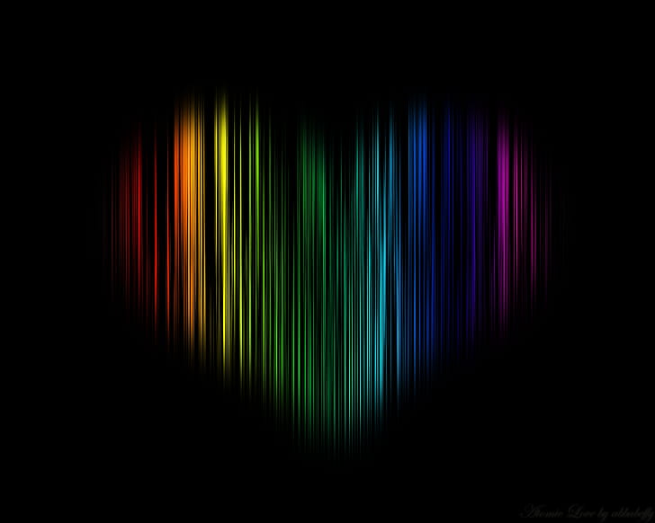Warna-warni, Karya Seni, Abstrak, Jantung, Latar Belakang Gelap, hijau ungu dan biru ilustrasi jantung multi-warna, berwarna-warni, karya seni, abstrak, hati, latar belakang gelap, Wallpaper HD