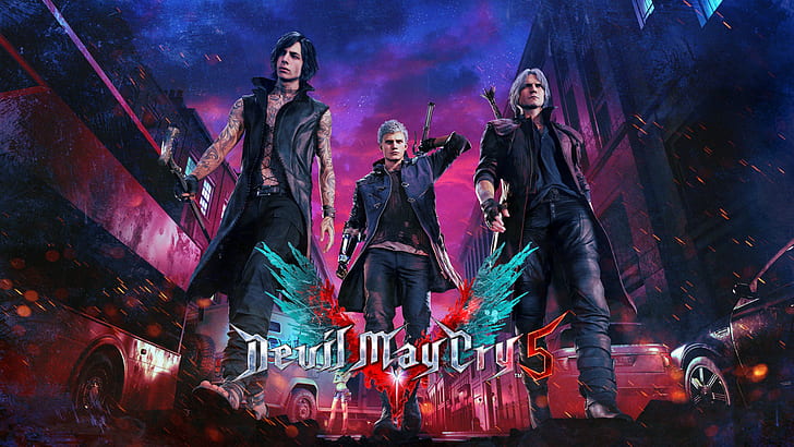 Devil May Cry, Devil May Cry 5, Данте (Devil May Cry), Нерон (Devil May Cry), V (Devil May Cry), HD обои