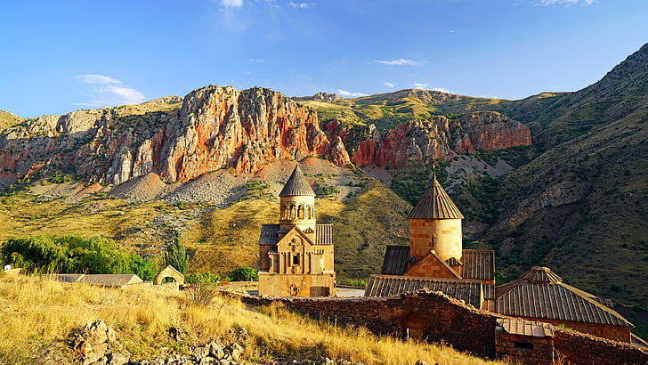 noravank, mosteiro, mosteiro armênio, yeghegnadzor, mosteiro noravank, vila, turismo, armênia, atração turística, histórico, local histórico, montanha, paisagem, aldeia de montanha, igreja, HD papel de parede