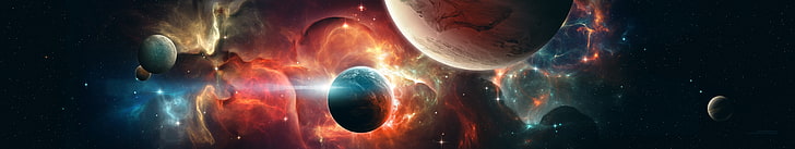 planet dan wallpaper digital nebula, ruang, Wallpaper HD