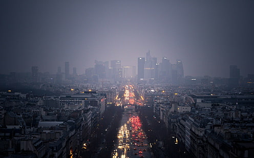city, traffic, Paris, Grande Arche, HD wallpaper HD wallpaper