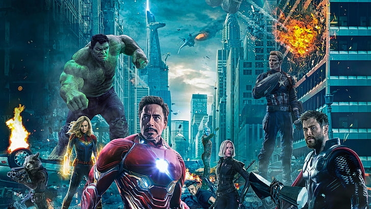 avengers 4, film, 2019 film, hd, poster, iron man, vedova nera, hulk, capitan america, thor, capitan marvel, thanos, deviantart, arte digitale, opere d'arte, artista, supereroi, razzo procione, falco, Sfondo HD