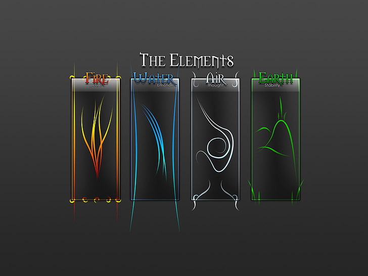 The Elements illustration, elements, collage, minimalism, four elements, simple background, HD wallpaper