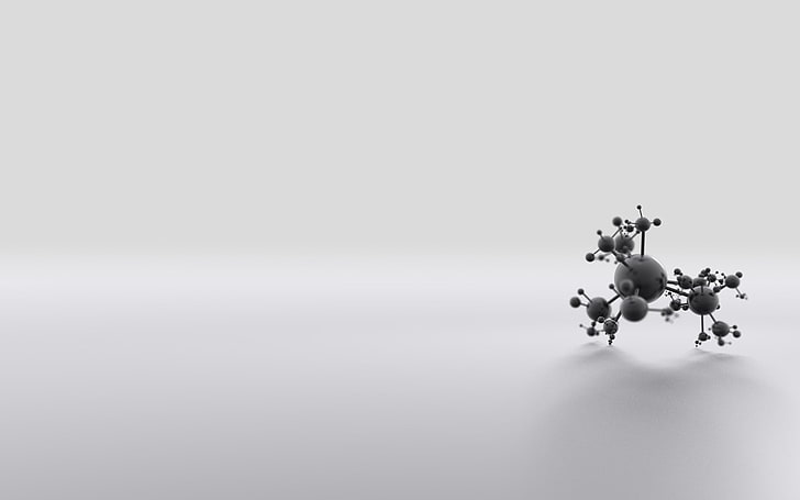 arte digital, minimalismo, simple, fondo simple, fondo blanco, química, modelos moleculares, esfera, Fondo de pantalla HD