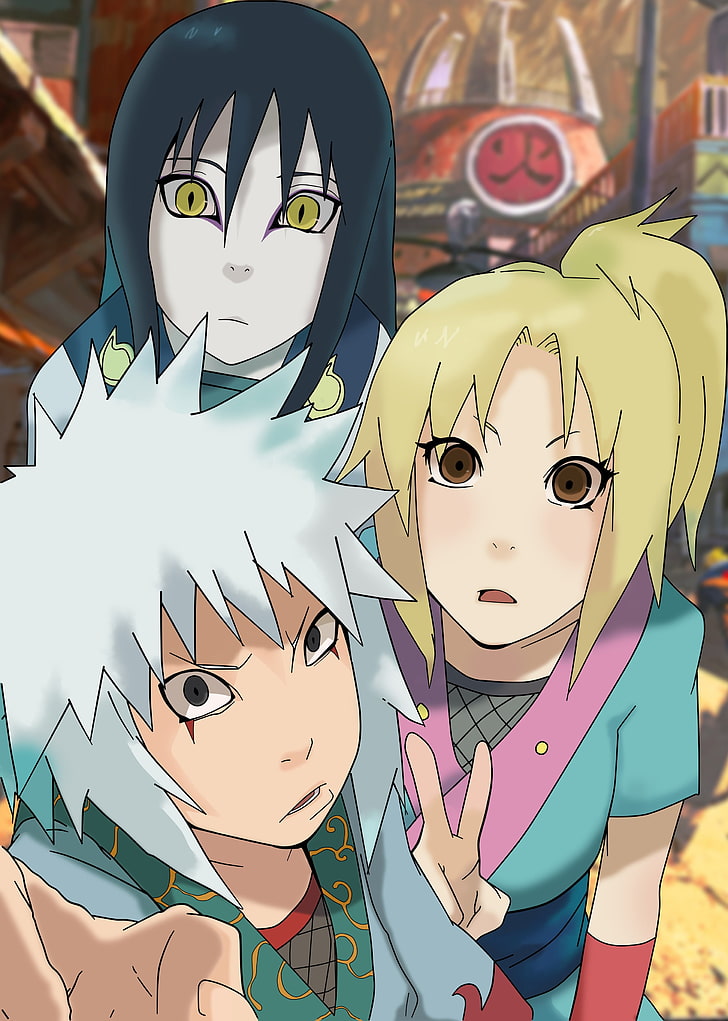 Naruto Uruchimaru, Jiraiya y Tsunade joven fondo de pantalla digital, anime, Tsunade, Orochimaru, Jiraiya, Naruto Shippuuden, Fondo de pantalla HD, fondo de pantalla de teléfono