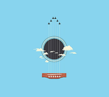 ilustrasi senar gitar, minimalis, gitar, Wallpaper HD HD wallpaper