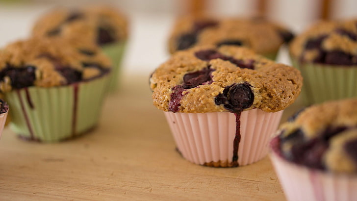 baked goods, baking, blueberry, cooking, cupcakes, dessert, food, muffin, muffins, sweets, table, HD wallpaper