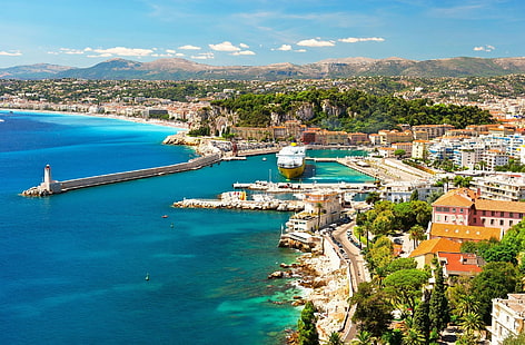 Städte, Nizza, Kreuzfahrtschiff, Frankreich, Côte d'Azur, Pier, HD-Hintergrundbild HD wallpaper