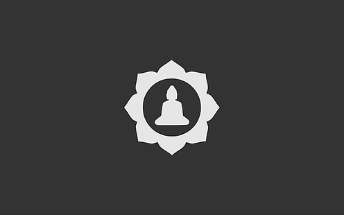 weiße Buddha ClipArt, Minimalismus, grau, Meditation, Buddhismus, Lotusblumen, HD-Hintergrundbild HD wallpaper