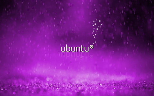 クールなUbuntu雨、Ubuntuロゴ、コンピューター、Linux、コンピューター、linux ubuntu、雨、紫、 HDデスクトップの壁紙 HD wallpaper