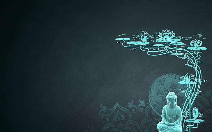 Budda i lotos, tapeta cyfrowa, religijna, buddyzm, Tapety HD