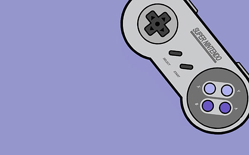 szara ilustracja kontrolera gier Super Nintendo, joystick, minimalizm, Super Nintendo, kontrolery, gry wideo, grafika, Tapety HD HD wallpaper
