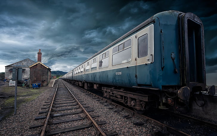 기차, 구름, 차량, HD 배경 화면