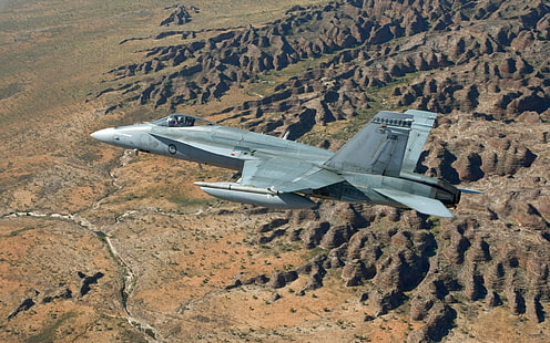myśliwiec odrzutowy, samoloty wojskowe, wojsko, samolot, góry, McDonnell Douglas F / A-18 Hornet, Tapety HD HD wallpaper