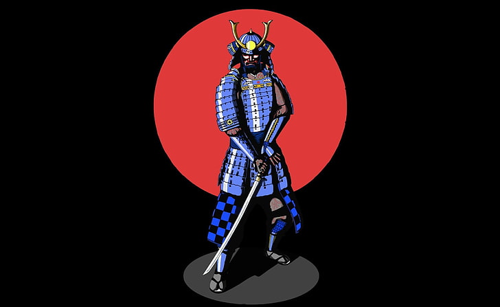 Mad Samurai, papier peint numérique samouraï en armure bleue, Aero, Noir, Samurai, Fond d'écran HD
