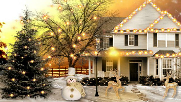 ~ * ~ Hermosa decoración navideña ~ * ~, hermosa decoración navideña, decoración, luces navideñas, navidad, Fondo de pantalla HD