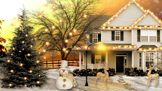 ~ * ~ Hermosa decoración navideña ~ * ~, hermosa decoración navideña, decoración, luces navideñas, navidad, Fondo de pantalla HD HD wallpaper