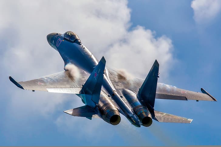 caccia, jet, Su-35S, multiuso, super manovrabile, russo, generazione 4, Flanker-T+, Sfondo HD