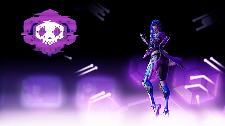 female hero character digital wallpaper, Sombra (Overwatch), Overwatch, video games, HD wallpaper