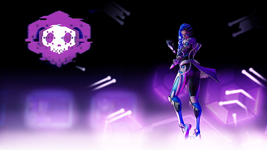 weibliche Heldin Charakter digitale Tapete, Sombra (Overwatch), Overwatch, Videospiele, HD-Hintergrundbild HD wallpaper