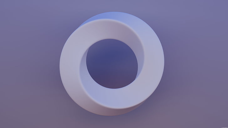 ilustrasi spiral bulat putih, seni digital, latar belakang sederhana, minimalis, strip Mobius, lingkaran, 3D, CGI, sederhana, objek 3d, Wallpaper HD