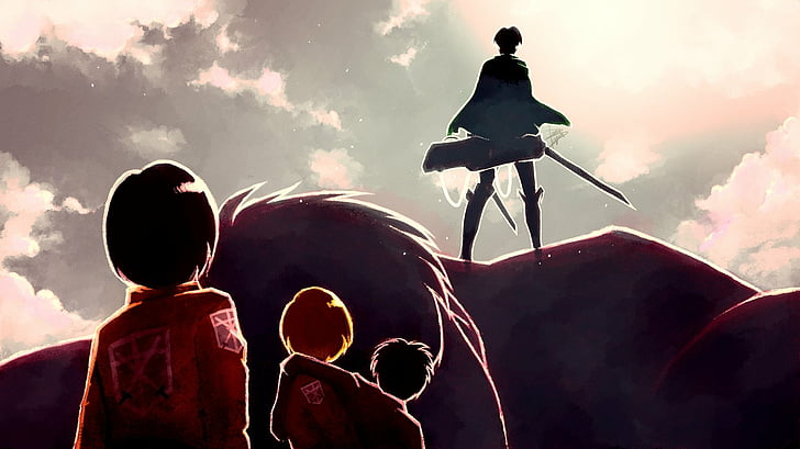 Anime, Angriff auf Titan, Armin Arlert, Eren Yeager, Levi Ackerman, Mikasa Ackerman, HD-Hintergrundbild