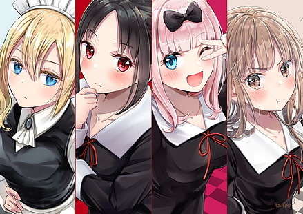 Anime, Kaguya-sama: Cinta itu Perang, Ai Hayasaka, Chika Fujiwara, Kaguya Shinomiya, Miko Iino, Wallpaper HD HD wallpaper