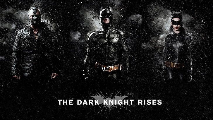 Fondo de pantalla de The Dark Knight Rises, Batman, Bane, Catwoman, The Dark Knight, DC Comics, Christian Bale, Tom Hardy, Anne Hathaway, Selina Kyle, películas, arte digital, Fondo de pantalla HD